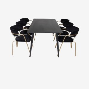 Venture Home – Matgrupp Dipp med 6st matstolar Arrow – Svart – Matgrupp 6 personer – Från Homeroom