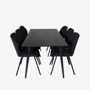 Venture Home – Matgrupp Dipp med 6st matstolar Gemma – Svart – Matgrupp 6 personer – Från Homeroom