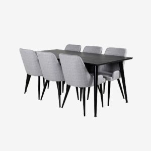 Venture Home – Matgrupp Dipp med 6st matstolar Plaza – Svart – Matgrupp 6 personer – Från Homeroom