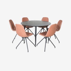 Venture Home – Matgrupp Dipp med 6st matstolar Polar – Svart – Matgrupp 6 personer – Från Homeroom