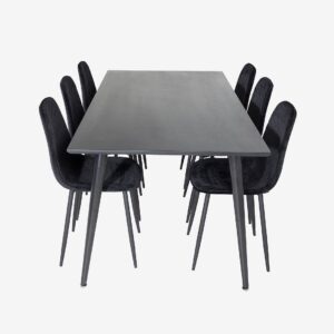 Venture Home – Matgrupp Dipp med 6st matstolar Polar – Svart – Matgrupp 6 personer – Från Homeroom