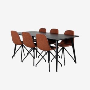 Venture Home – Matgrupp Dipp med 6st matstolar Polar – Svart – Matgrupp 6 personer – Från Homeroom