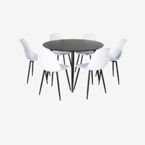 Venture Home – Matgrupp Dipp med 6st matstolar Polar – Svart – Matgrupp 6 personer – Från Homeroom