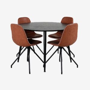 Venture Home – Matgrupp Doris med 4 stycken Penally matstolar – Svart – Matgrupp 4 personer – Från Homeroom