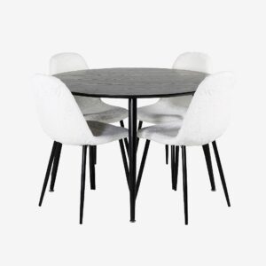 Venture Home – Matgrupp Doris med 4 stycken Penally matstolar – Svart – Matgrupp 4 personer – Från Homeroom