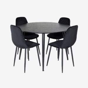 Venture Home – Matgrupp Doris med 4st matstolar Penally – Svart – Matgrupp 4 personer – Från Homeroom
