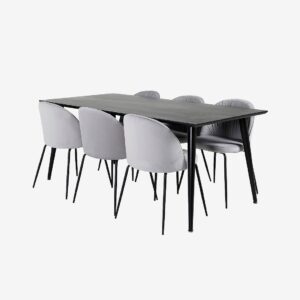 Venture Home – Matgrupp Doris med 6 stycken Vallby matstolar – Svart – Matgrupp 6 personer – Från Homeroom