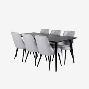 Venture Home – Matgrupp Doris med 6 stycken Valleta matstolar – Svart – Matgrupp 6 personer – Från Homeroom