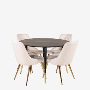 Venture Home – Matgrupp Doris med Valleta Deluxe Matstol – Svart – Matgrupp 4 personer – Från Homeroom