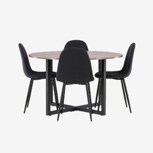 Venture Home – Matgrupp Durango med 4st matstolar Polar – Brun – Matgrupp 4 personer – Från Homeroom