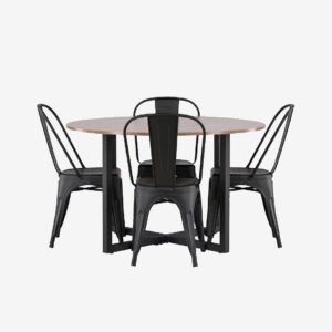 Venture Home – Matgrupp Durango med 4st matstolar Tempe – Brun – Matgrupp 4 personer – Från Homeroom