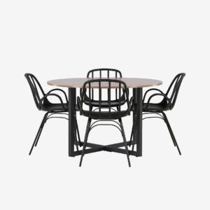 Venture Home – Matgrupp Durango med 4st stolar Dyrön – Svart – Matgrupp 4 personer – Från Homeroom