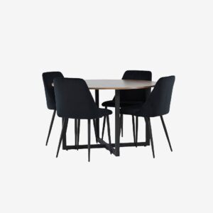 Venture Home – Matgrupp Durango med 4st stolar Night – Svart – Matgrupp 4 personer – Från Homeroom