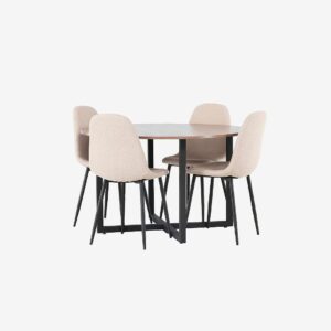 Venture Home – Matgrupp Durango med 4st stolar Polar – Brun – Matgrupp 4 personer – Från Homeroom