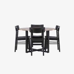 Venture Home – Matgrupp Durango med stolar Montros – Svart – Matgrupp 4 personer – Från Homeroom