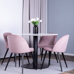 Venture Home – Matgrupp Espolla bord och 4 st Valleta stolar – Rosa – Matgrupp 4 personer – Från Homeroom