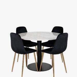 Venture Home – Matgrupp Estelle med 4 st matstolar Polar – Vit – Matgrupp 4 personer – Från Homeroom