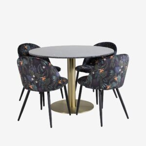 Venture Home – Matgrupp Estri med 4st matstolar Valleta – Svart – Matgrupp 4 personer – Från Homeroom