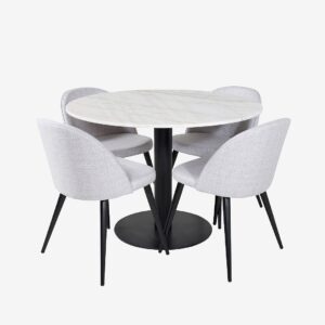 Venture Home – Matgrupp Estri med 4st matstolar Valleta – Vit – Matgrupp 4 personer – Från Homeroom