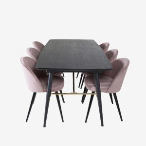 Venture Home – Matgrupp Gärdet inkl 6st matstolar Valleta – Svart – Matgrupp 6 personer – Från Homeroom