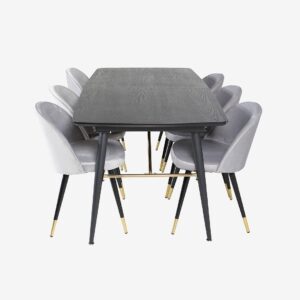 Venture Home – Matgrupp Gärdet med 6 st matstolar Valletta – Svart – Matgrupp 6 personer – Från Homeroom