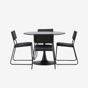 Venture Home – Matgrupp Glade med 4st matstolar Kenth – Svart – Matgrupp 4 personer – Från Homeroom