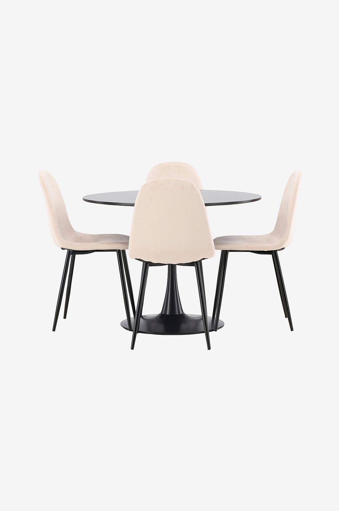 Venture Home – Matgrupp Glade med 4st matstolar Polar – Svart – Matgrupp 4 personer – Från Homeroom