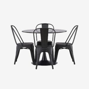 Venture Home – Matgrupp Glade med 4st matstolar Tempe – Svart – Matgrupp 4 personer – Från Homeroom