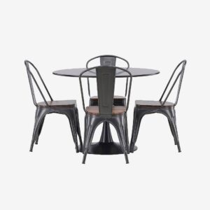 Venture Home - Matgrupp Glade med 4st matstolar Tempe - Svart - Matgrupp 4 personer - Från Homeroom