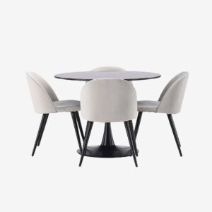 Venture Home – Matgrupp Glade med 4st matstolar Velvet – Svart – Matgrupp 4 personer – Från Homeroom