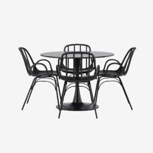 Venture Home – Matgrupp Glade med 4st stolar Dyrön – Svart – Matgrupp 4 personer – Från Homeroom