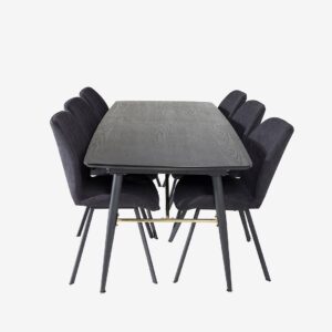 Venture Home – Matgrupp Gold med 6st matstolar Gemma – Svart – Matgrupp 6 personer – Från Homeroom