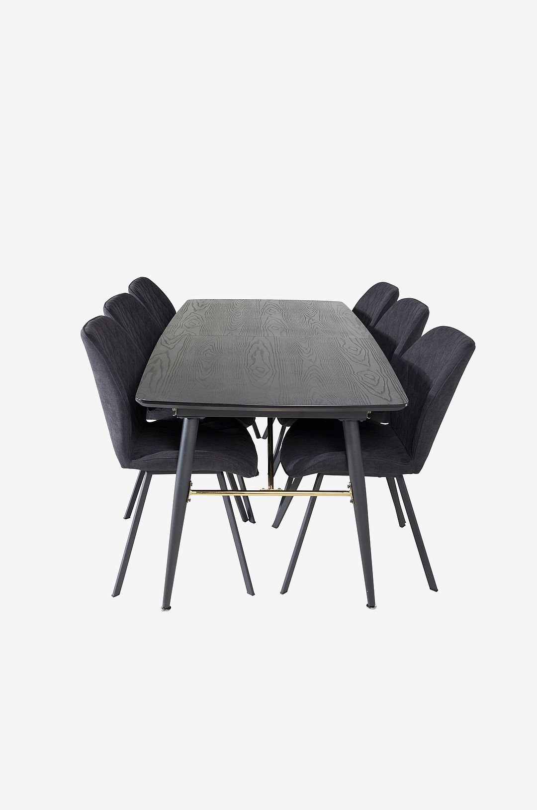 Venture Home – Matgrupp Gold med 6st matstolar Gemma – Svart – Matgrupp 6 personer – Från Homeroom