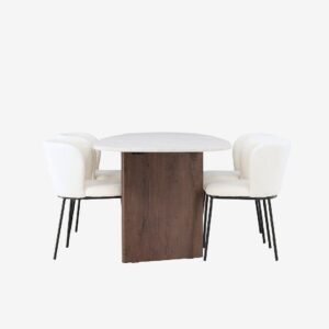 Venture Home – Matgrupp Grönvik med 4st stolar Edina – Vit – Matgrupp 4 personer – Från Homeroom