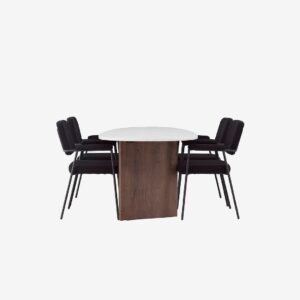 Venture Home – Matgrupp Grönvik med 4st stolar Yesterday – Vit – Matgrupp 4 personer – Från Homeroom