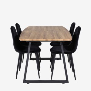 Venture Home – Matgrupp Inca med 4st matstolar Polar – Brun – Matgrupp 4 personer – Från Homeroom