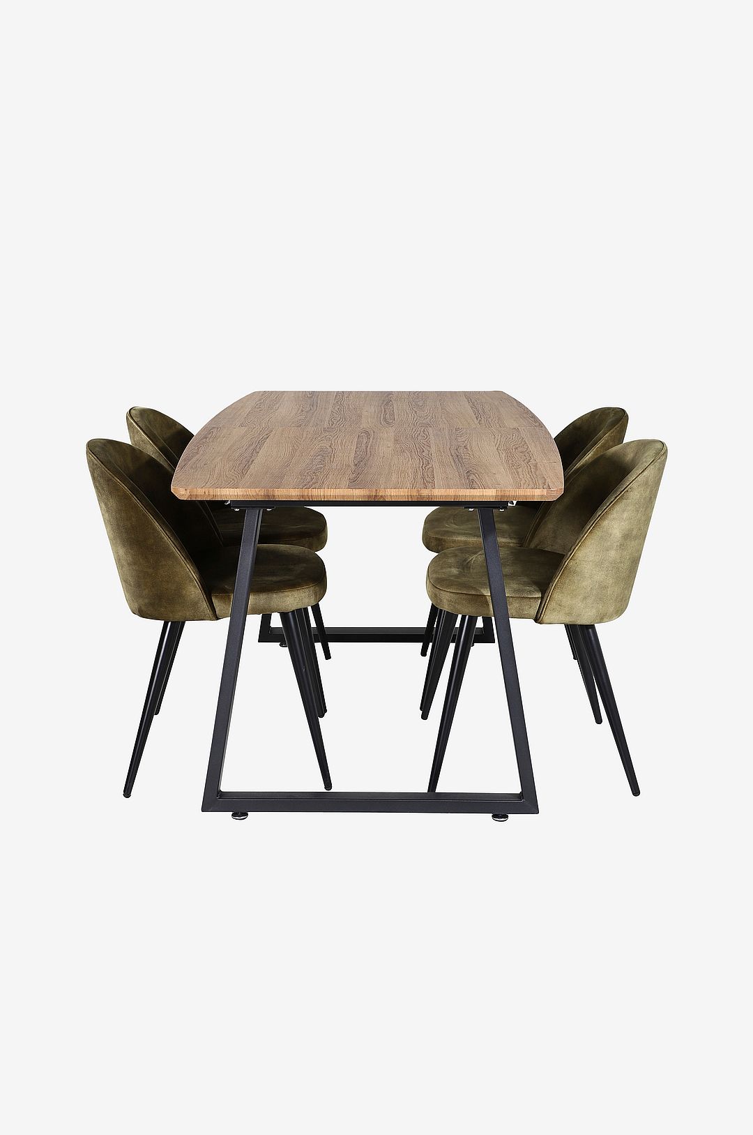 Venture Home – Matgrupp Inca med 4st matstolar Velvet – Brun – Matgrupp 4 personer – Från Homeroom