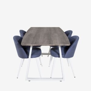 Venture Home – Matgrupp Inca med 4st matstolar Velvet – Svart – Matgrupp 4 personer – Från Homeroom