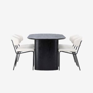 Venture Home – Matgrupp Isolde med 4st stolar Chico – Svart – Matgrupp 4 personer – Från Homeroom