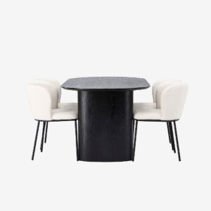 Venture Home – Matgrupp Isolde med 4st stolar Edina – Svart – Matgrupp 4 personer – Från Homeroom