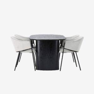 Venture Home – Matgrupp Isolde med 4st stolar Evelina – Svart – Matgrupp 4 personer – Från Homeroom