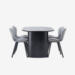 Venture Home – Matgrupp Isolde med 4st stolar Lilja – Svart – Matgrupp 4 personer – Från Homeroom