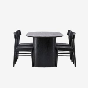 Venture Home – Matgrupp Isolde med 4st stolar Montros – Svart – Matgrupp 4 personer – Från Homeroom