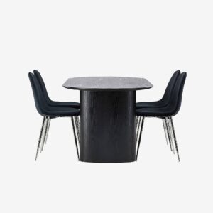 Venture Home – Matgrupp Isolde med 4st stolar Polar – Svart – Matgrupp 4 personer – Från Homeroom