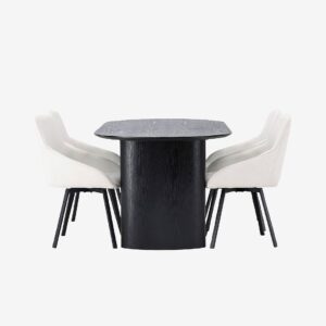 Venture Home – Matgrupp Isolde med 4st stolar Rosie – Svart – Matgrupp 4 personer – Från Homeroom