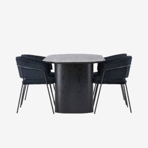 Venture Home – Matgrupp Isolde med 4st stolar Selma – Svart – Matgrupp 4 personer – Från Homeroom
