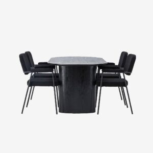 Venture Home – Matgrupp Isolde med 4st stolar Yesterday – Svart – Matgrupp 4 personer – Från Homeroom