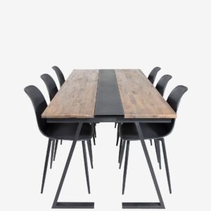 Venture Home – Matgrupp Japan inkl 6st matstolar Penally – Svart – Matgrupp 6 personer – Från Homeroom