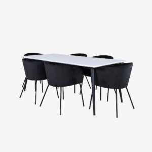 Venture Home – Matgrupp Jimmy med 6 st matstolar Berit – Vit – Matgrupp 6 personer – Från Homeroom