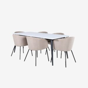 Venture Home – Matgrupp Jimmy med 6 st matstolar Berit – Vit – Matgrupp 6 personer – Från Homeroom